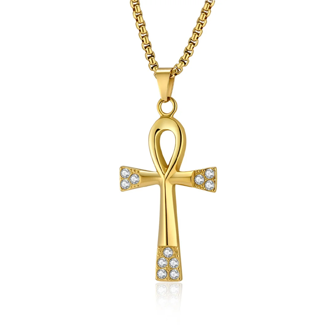 Egypt Iced Out Bling Zircon Ankh Cross Pendant Gold Silver Color Stainless Steel Egyptian Amulet Necklace for Woman Men Jewelry
Egypt Iced Out Bling Zircon Ankh Cross Pendant Gold Silver Color Stainless Steel Egyptian Amulet Necklace for Woman Men Jewelry