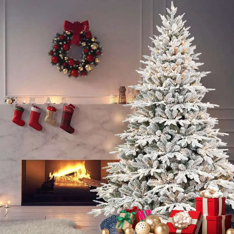 7.5ft Pre-Lit Flocked Christmas Tree with 650 Warm White Lights, 3135 Tips, Snowy Hinged Pine, Metal Stand for Holiday Decor
7.5ft Pre-Lit Flocked Christmas Tree with 650 Warm White Lights, 3135 Tips, Snowy Hinged Pine, Metal Stand for Holiday Decor