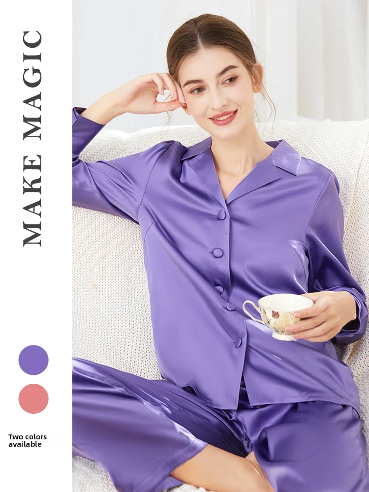 Make Magic Silk Sleepwear Comfortable Home Clothes Women's Collared Sleepwear Pants Four Seasons Wear Casual Style Long Sleeve
Make Magic Silk Sleepwear Comfortable Home Clothes Women's Collared Sleepwear Pants Four Seasons Wear Casual Style Long Sleeve