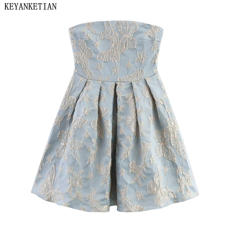 KEYANKETIAN Summer New Women's Jacquard Decorated Corset Mini Dress French Style Slash neck Chic Back Zipper High Waist Dresses
KEYANKETIAN Summer New Women's Jacquard Decorated Corset Mini Dress French Style Slash neck Chic Back Zipper High Waist Dresses