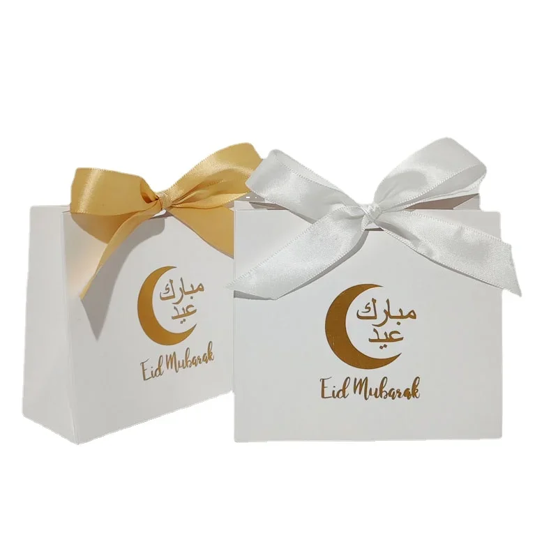 Moon Eid Mubarak White Candy Boxes with Golden Ribbon Paper Bags Gift Box Packaging for Islam Ramadan Festival Supplies
Moon Eid Mubarak White Candy Boxes with Golden Ribbon Paper Bags Gift Box Packaging for Islam Ramadan Festival Supplies