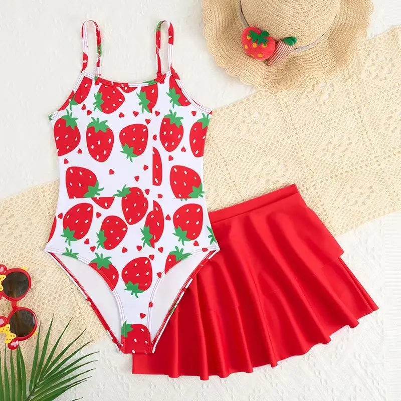 Girls One Piece Swimsuit with Strawberry Print Ruffle Skirts 7-12 Years Children's Swimwear 2025 Teens Bathing Suits for Kids 
Girls One Piece Swimsuit with Strawberry Print Ruffle Skirts 7-12 Years Children's Swimwear 2025 Teens Bathing Suits for Kids