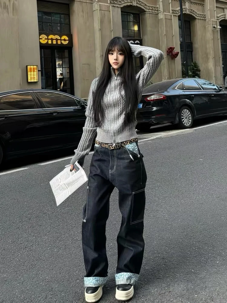 Retro American Leopard Print Patchwork Flared Denim Jeans High Waist Straight Leg Casual Pants for Men Youth Autumn Wear
Retro American Leopard Print Patchwork Flared Denim Jeans High Waist Straight Leg Casual Pants for Men Youth Autumn Wear