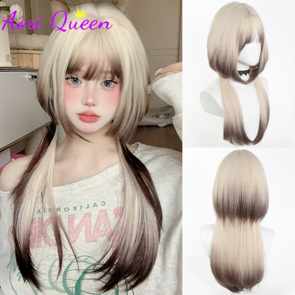 Blonde Gradient Synthetic Wigs for Women Straight High-layered Jellyfish Hairstyle Wigs With Bangs Heat Resistant Wigs for Daily
Blonde Gradient Synthetic Wigs for Women Straight High-layered Jellyfish Hairstyle Wigs With Bangs Heat Resistant Wigs for Daily