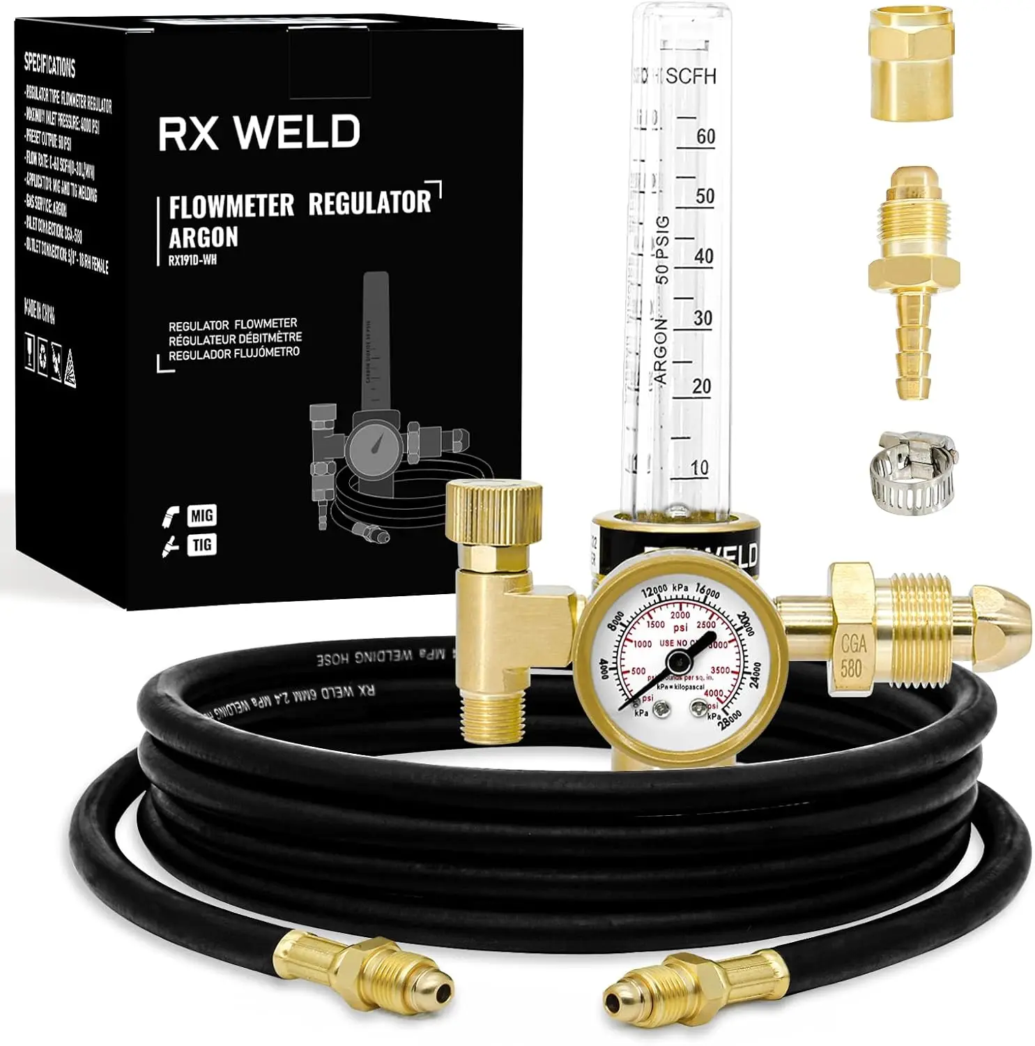 Argon Regulator Flowmeter Gas Gauge for MIG TIG Welding with Hose
Argon Regulator Flowmeter Gas Gauge for MIG TIG Welding with Hose