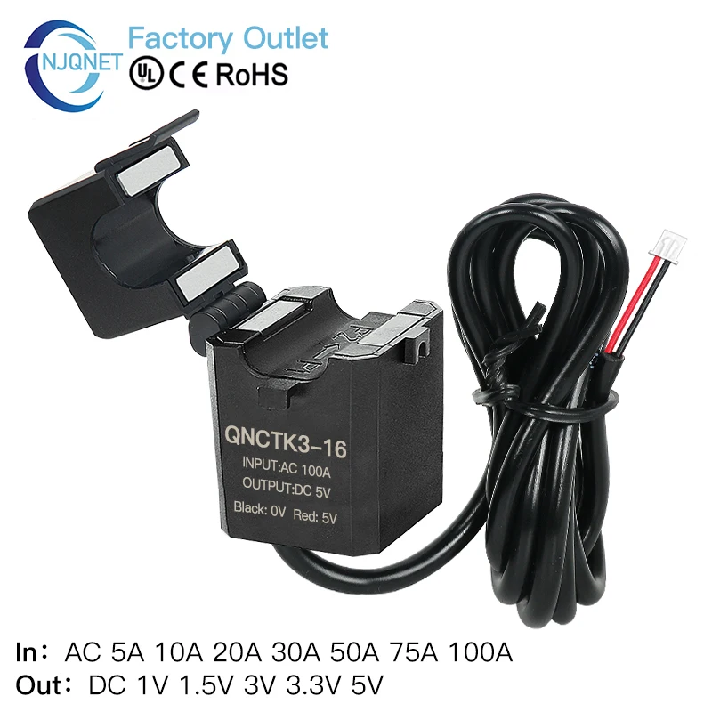 Split Core Current Transformer QNCTK3-16 AC 10A 20A 30A 50A 100A Output DC 4V 5V 3.3V Split Current Sensor Transducer Clamp CT
Split Core Current Transformer QNCTK3-16 AC 10A 20A 30A 50A 100A Output DC 4V 5V 3.3V Split Current Sensor Transducer Clamp CT