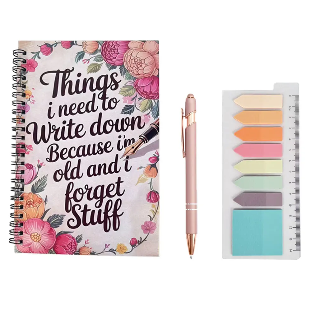 Набор из 3 штук: забавные спиральные блокноты и ручки - "Мне нужно записывать, потому что я стар и забываю вещи, которые нужно запомнить" – Цветочный дизайн с тюльпанами
Набор из 3 штук: забавные спиральные блокноты и ручки - "Мне нужно записывать, потому что я стар и забываю вещи, которые нужно запомнить" – Цветочный дизайн с тюльпанами