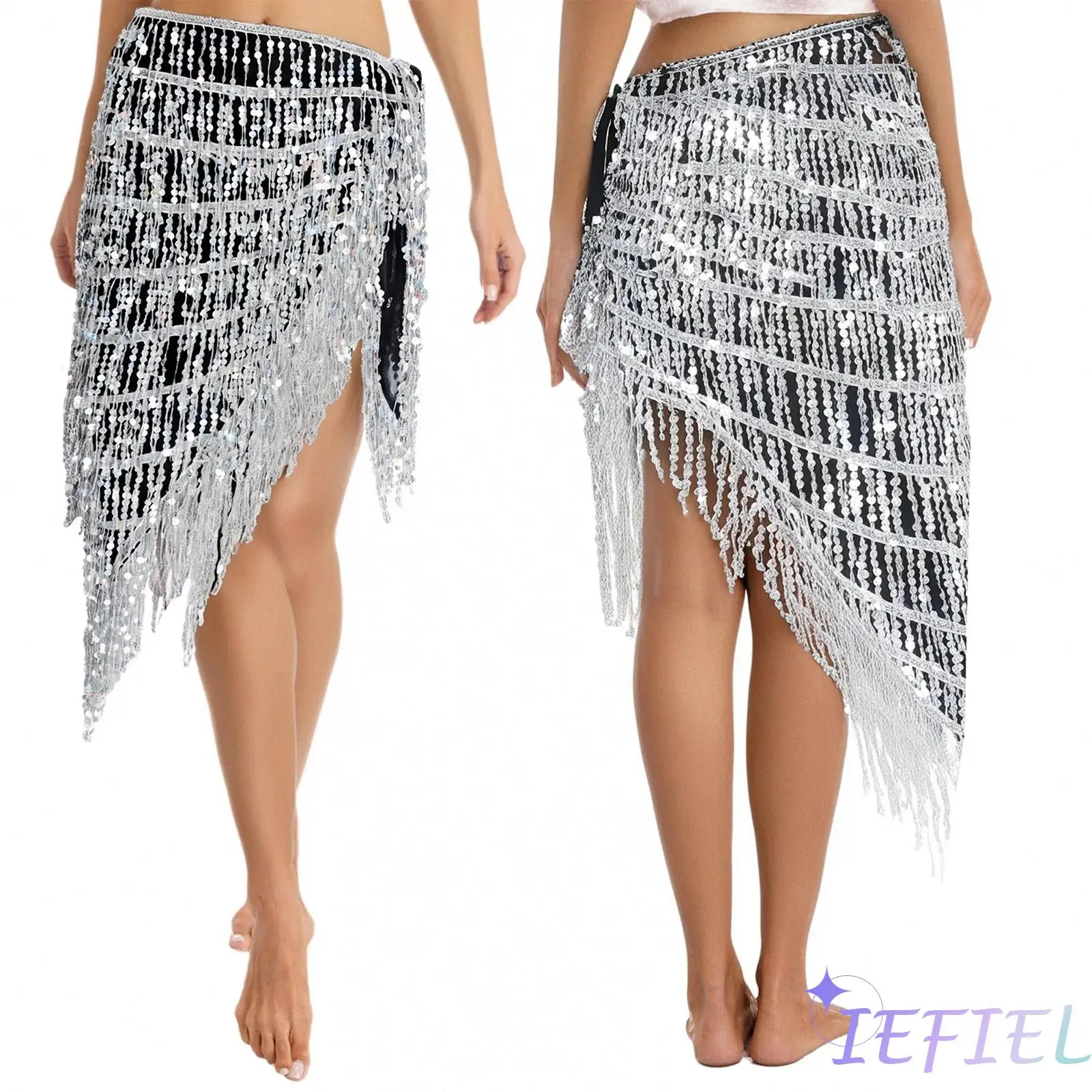 Womens Belly Dance Sequined Tassel Hip Scarf Tying Triangle Waist Chain Irregular Cover Up Skirt for Chacha Latin Spanish Dance
Womens Belly Dance Sequined Tassel Hip Scarf Tying Triangle Waist Chain Irregular Cover Up Skirt for Chacha Latin Spanish Dance