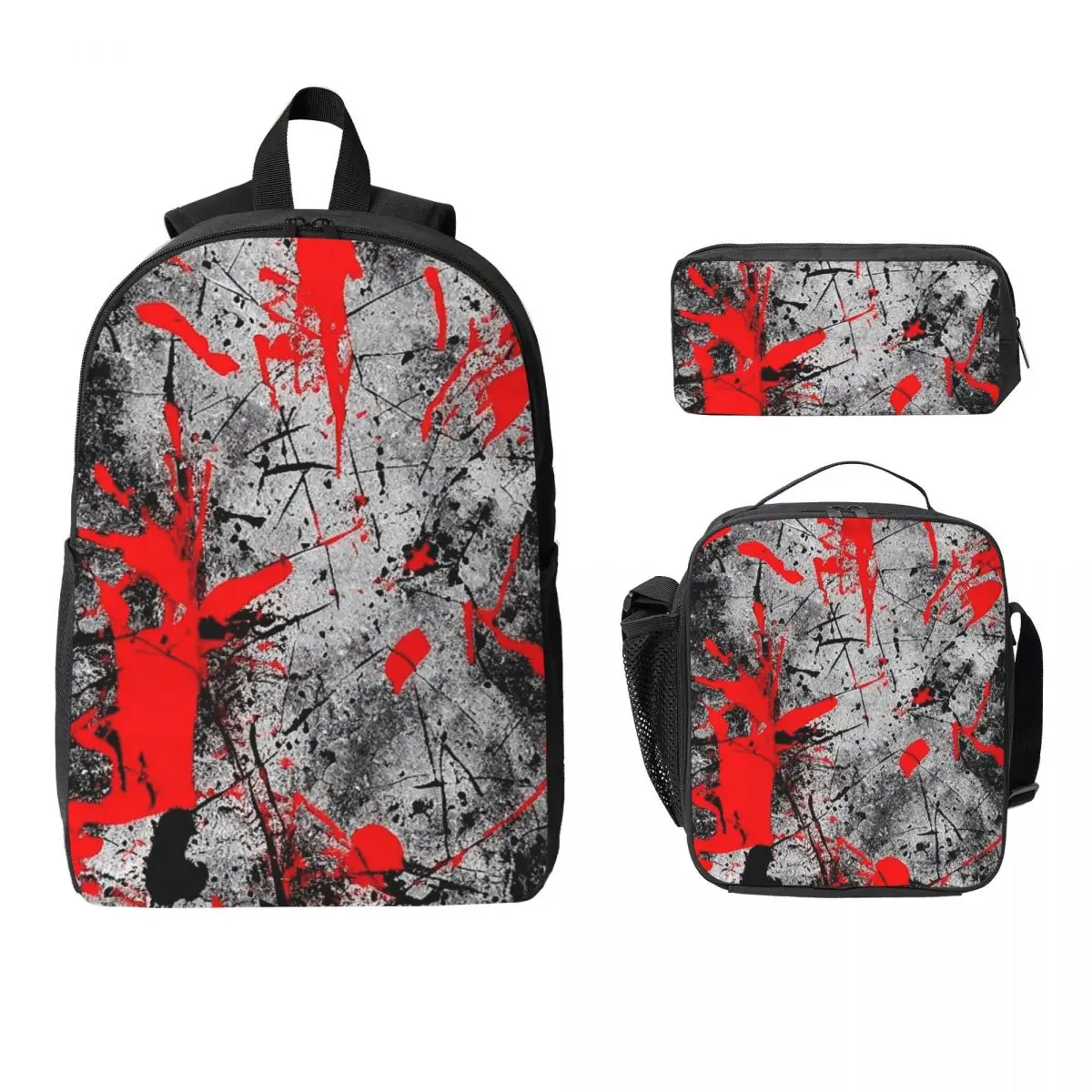 Cool Black And Red Graffiti Pattern Backpack BookBag School Bag Computer Shoulder Bags 3ps Insulated Lunch Bag Pencil Case
Cool Black And Red Graffiti Pattern Backpack BookBag School Bag Computer Shoulder Bags 3ps Insulated Lunch Bag Pencil Case