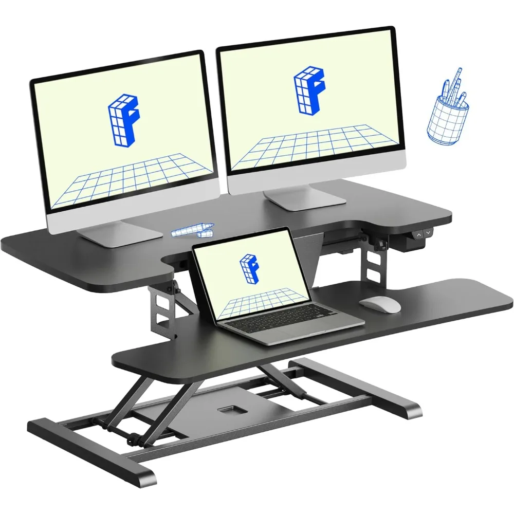 35 inch Electric Standing Desk Converter, Motorized Stand up Desk Riser, Monitor and Laptop Workstation with Wide Keyboard Tray
35 inch Electric Standing Desk Converter, Motorized Stand up Desk Riser, Monitor and Laptop Workstation with Wide Keyboard Tray