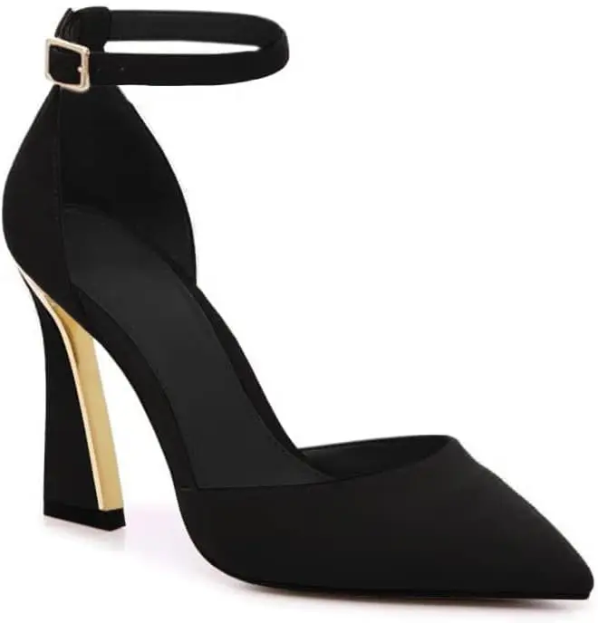 Elegant Women's Pumps with Pointed Toe, Buckle Ankle Strap, and D'Orsay Heel for Stylish Comfort
Elegant Women's Pumps with Pointed Toe, Buckle Ankle Strap, and D'Orsay Heel for Stylish Comfort