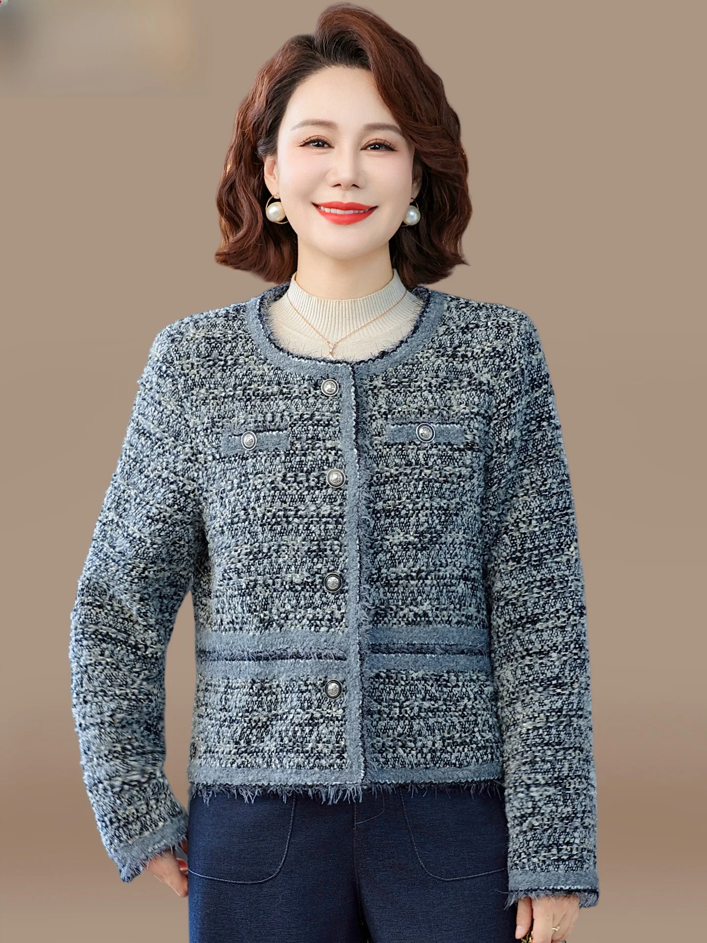 Faionable Small Size Mom Autumn Outerwear Cardigan Senior Women's Clothing Brand Top Korean Sle Loose Fit ort Length
Faionable Small Size Mom Autumn Outerwear Cardigan Senior Women's Clothing Brand Top Korean Sle Loose Fit ort Length