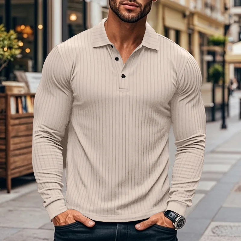 Autumn Men's Classic Casual American Lapel Button Long Sleeve T-shirt Stretch Pit Strip Polo Shirt
Autumn Men's Classic Casual American Lapel Button Long Sleeve T-shirt Stretch Pit Strip Polo Shirt