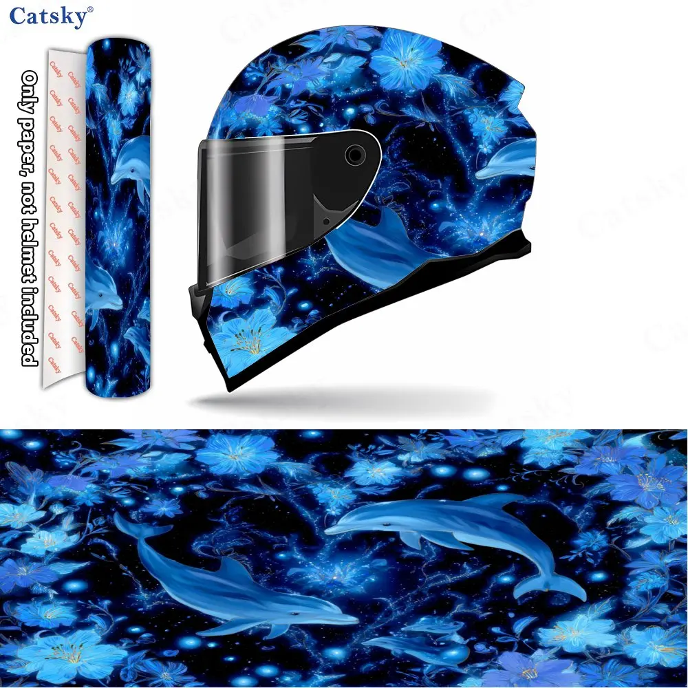 Magic Blue Sea Dolphin Helmet Vinyl Wraps, Waterproof Scratch-Resistant Full Face Helmet Decals, Durable PVC Decoration Protecti
Magic Blue Sea Dolphin Helmet Vinyl Wraps, Waterproof Scratch-Resistant Full Face Helmet Decals, Durable PVC Decoration Protecti