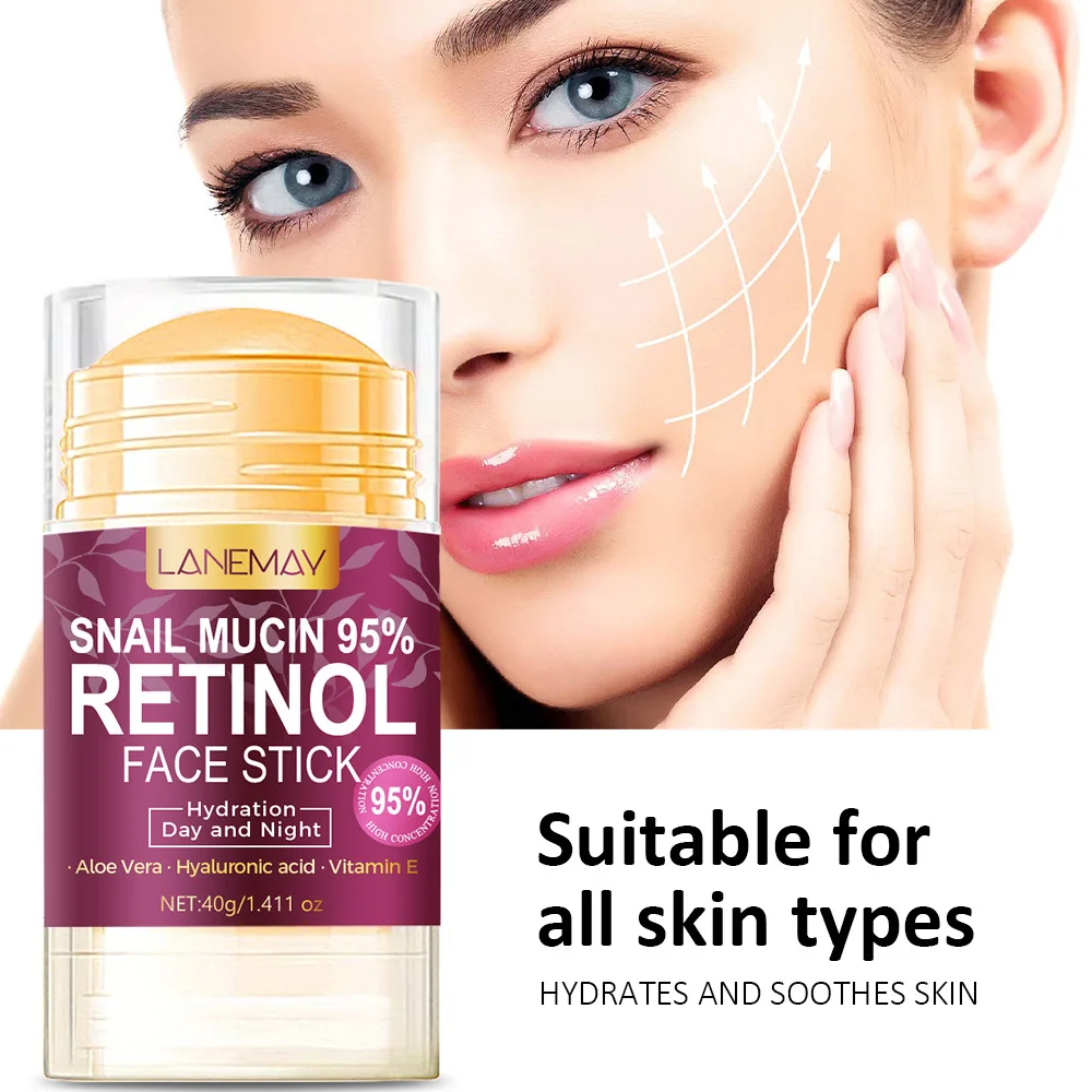 95% Snail Mucin Retinol Face Stick Anti-Aging,Deep Hydration,Reduces Fine Lines Wrinkles Portable Skin Repair Day Night Cream
95% Snail Mucin Retinol Face Stick Anti-Aging,Deep Hydration,Reduces Fine Lines Wrinkles Portable Skin Repair Day Night Cream