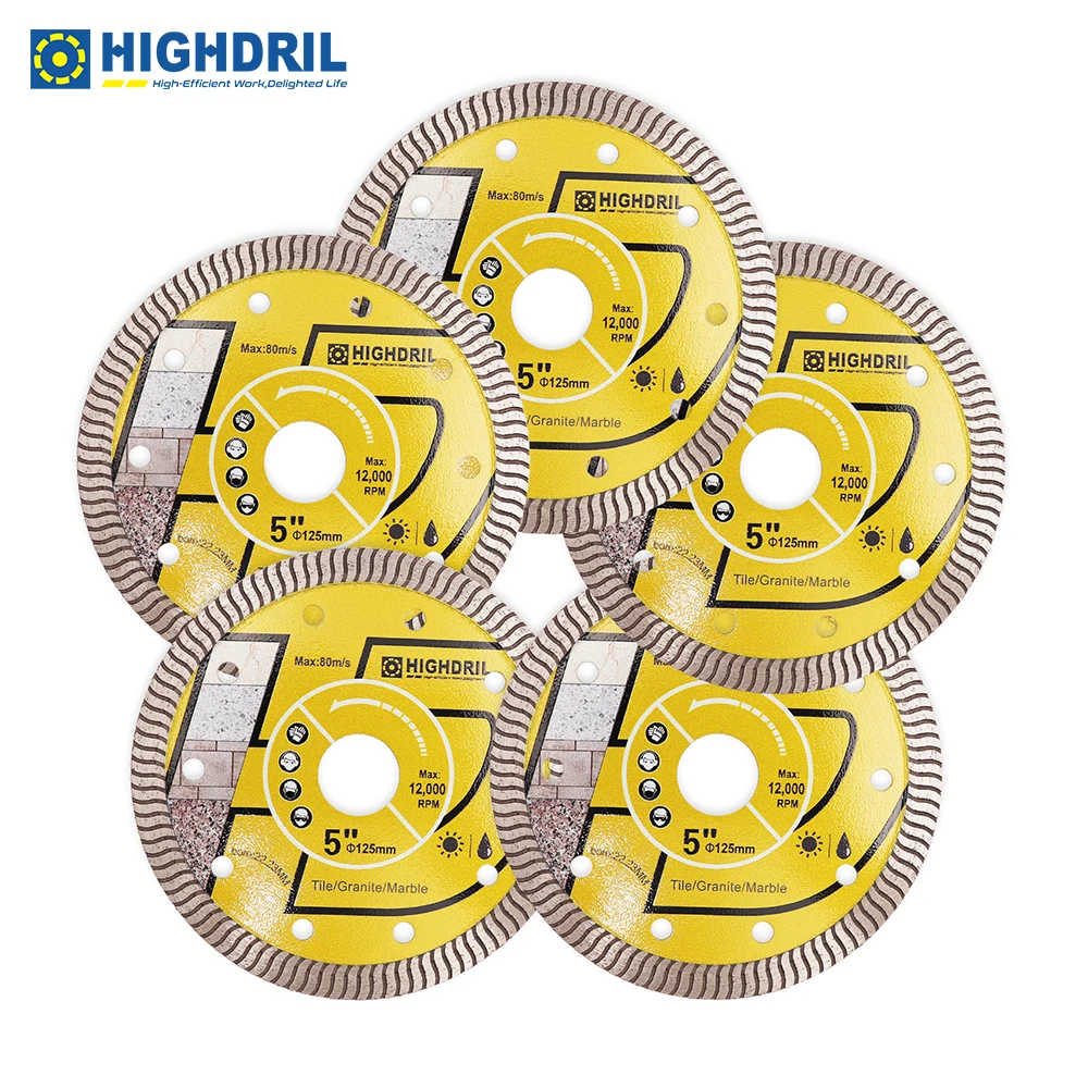 HIGHDRIL 5pcs Diamond Blades Superthin Cutting Disc For Ceramic Tile Porcelain Masonry Dia125mm/5inch Circular Saw Blades
HIGHDRIL 5pcs Diamond Blades Superthin Cutting Disc For Ceramic Tile Porcelain Masonry Dia125mm/5inch Circular Saw Blades