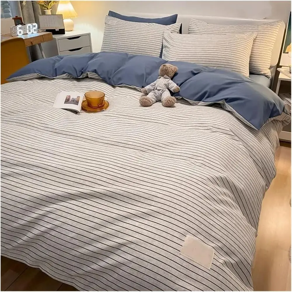 ADovz Striped Bedding Sets Washed Cotton Sheet Sets Queen Size Duvet Cover Sets,Bed Sheets
ADovz Striped Bedding Sets Washed Cotton Sheet Sets Queen Size Duvet Cover Sets,Bed Sheets