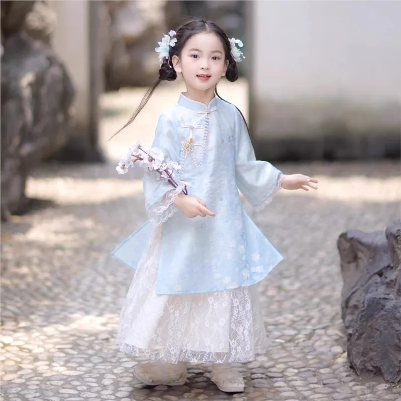 2026 Girls' Spring/Summer Lace Hanfu Set 2026 New Children's Chinese Style Tang Dress Cheongsam Ancient Costume Dress Set LJ407
2026 Girls' Spring/Summer Lace Hanfu Set 2026 New Children's Chinese Style Tang Dress Cheongsam Ancient Costume Dress Set LJ407