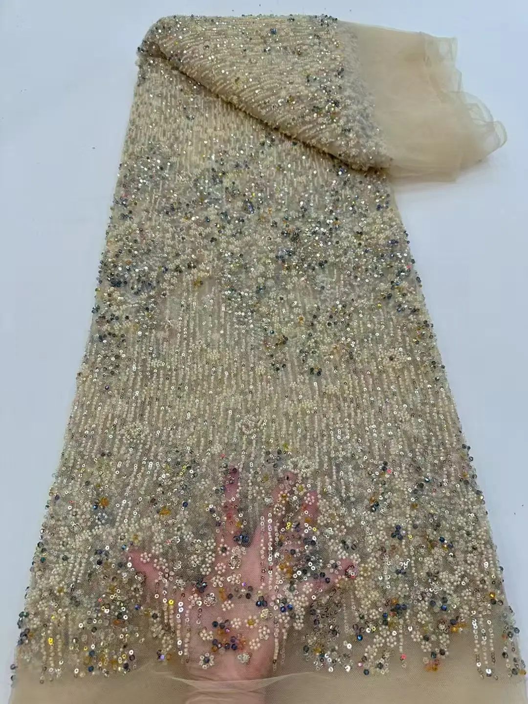 Glitter Beaded Lace Fabrics African Lace Fabric 5 Yards High Quality 2025 Fabrics for Party Dresses With Rhinestones KB4903
Glitter Beaded Lace Fabrics African Lace Fabric 5 Yards High Quality 2025 Fabrics for Party Dresses With Rhinestones KB4903
