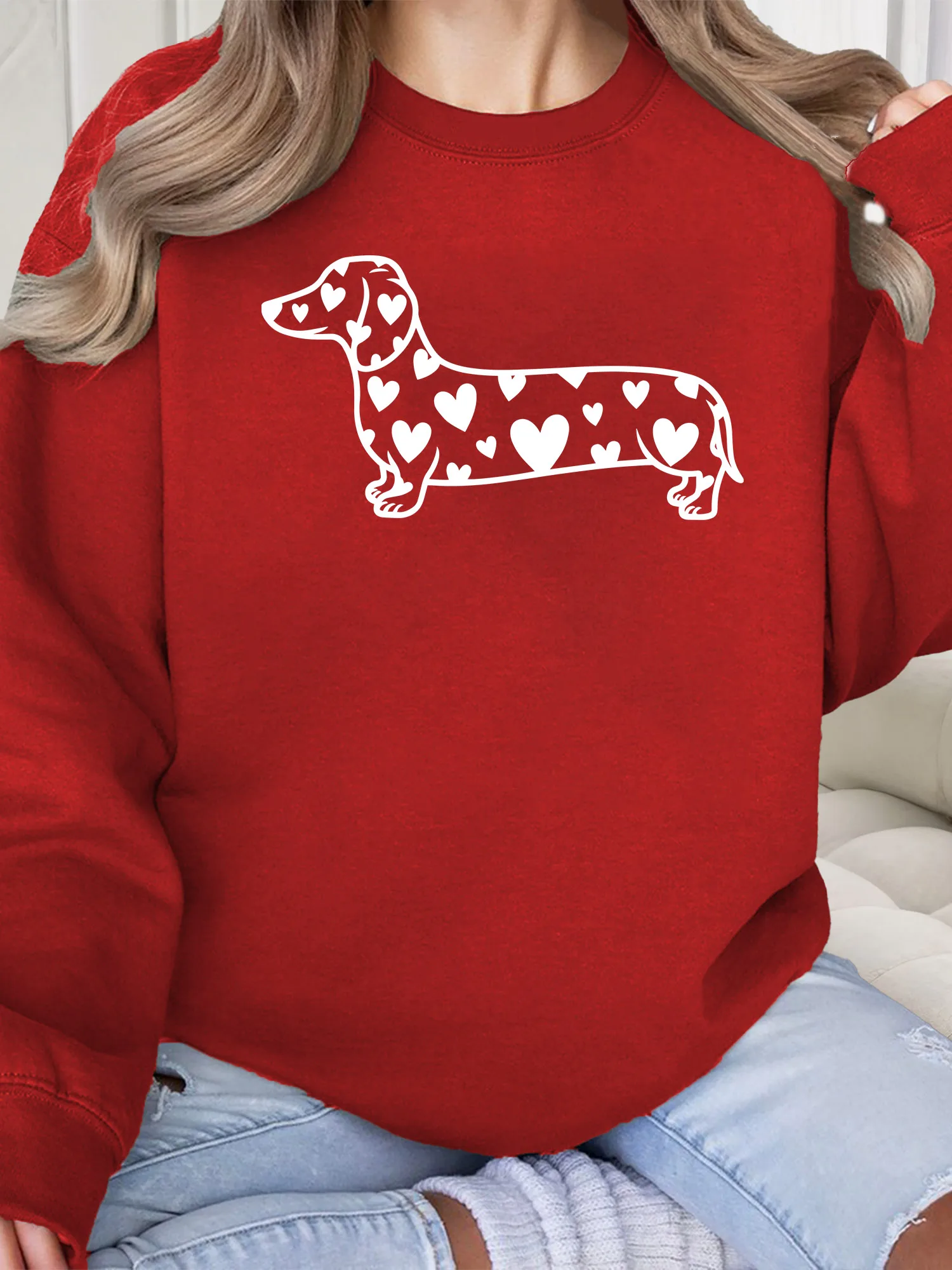 Женская толстовка Love-Loving Dalmatian с круглым вырезом, повседневный пуловер с длинными рукавами, свободный крой, для ежедневной носки
Женская толстовка Love-Loving Dalmatian с круглым вырезом, повседневный пуловер с длинными рукавами, свободный крой, для ежедневной носки