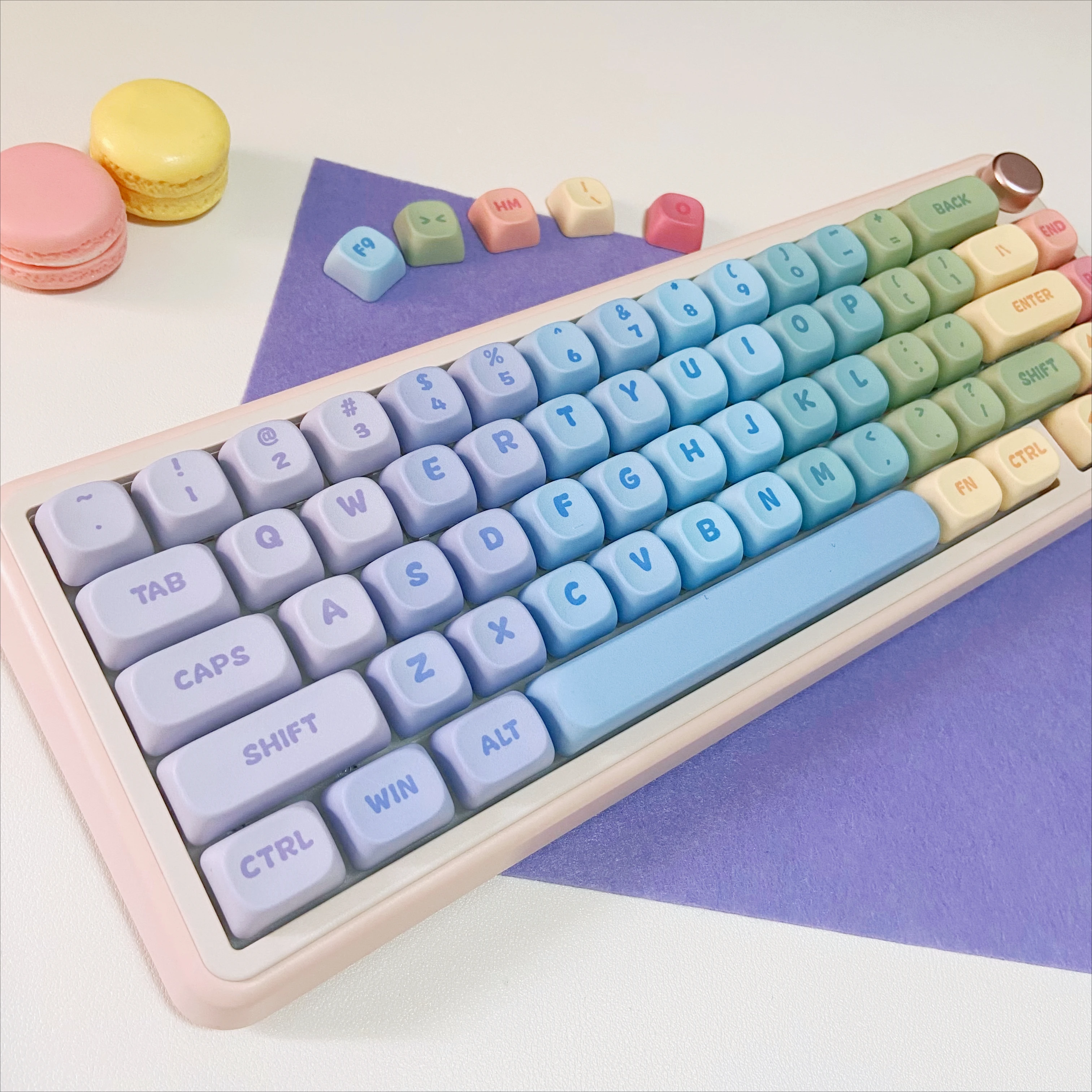 Cute Macarons Keycaps for Mechanical Keyboards PBT Purple Glitter MOA Key Caps DIY Gaming Keyboard 60 70 80 90 100 Layout
Cute Macarons Keycaps for Mechanical Keyboards PBT Purple Glitter MOA Key Caps DIY Gaming Keyboard 60 70 80 90 100 Layout