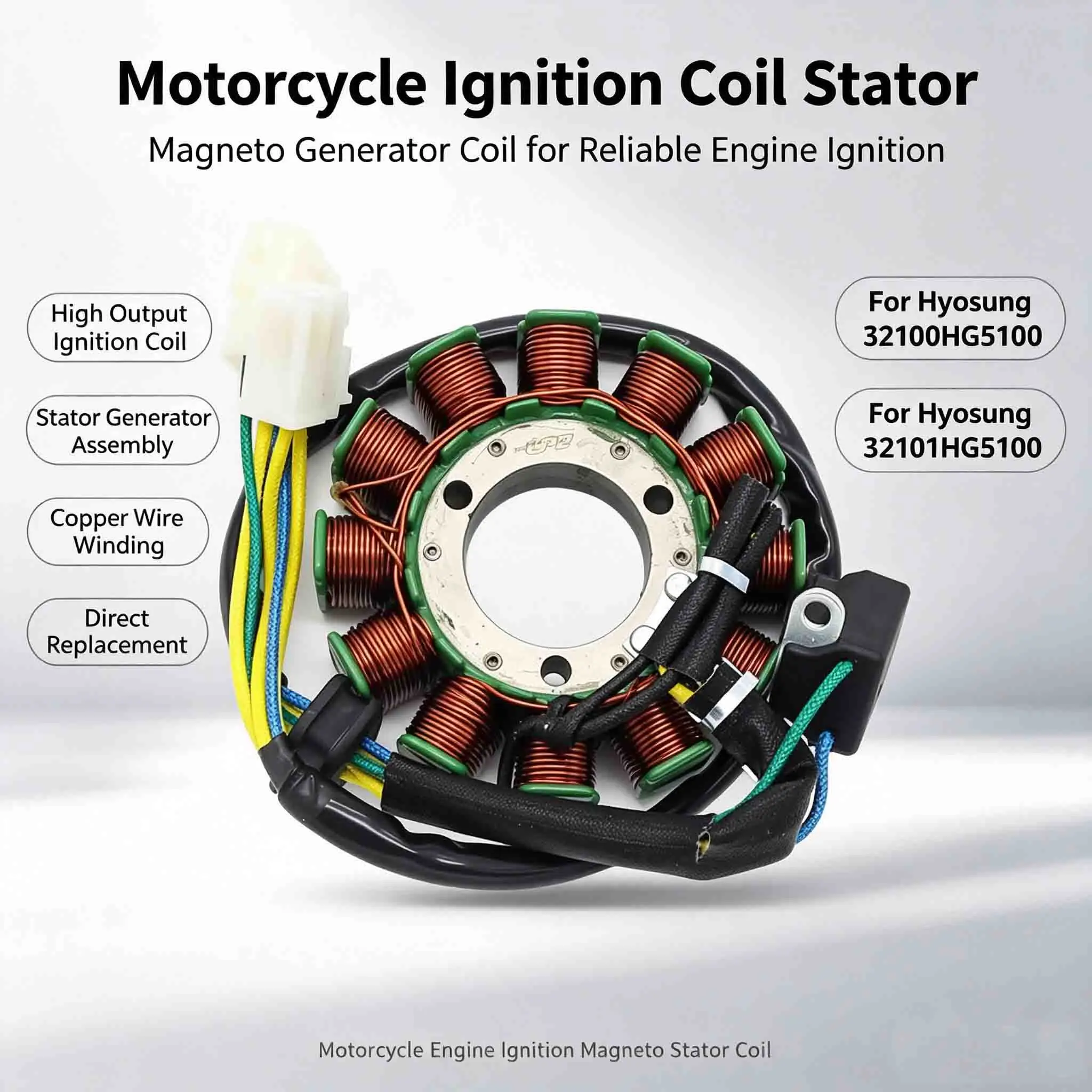 Stator Coil For Hyosung GV250 GT250R GT250 GT125R GT125 GV125 GV GT 125 250 250R 2002-2010 32101HG5100 32100HG5100
Stator Coil For Hyosung GV250 GT250R GT250 GT125R GT125 GV125 GV GT 125 250 250R 2002-2010 32101HG5100 32100HG5100