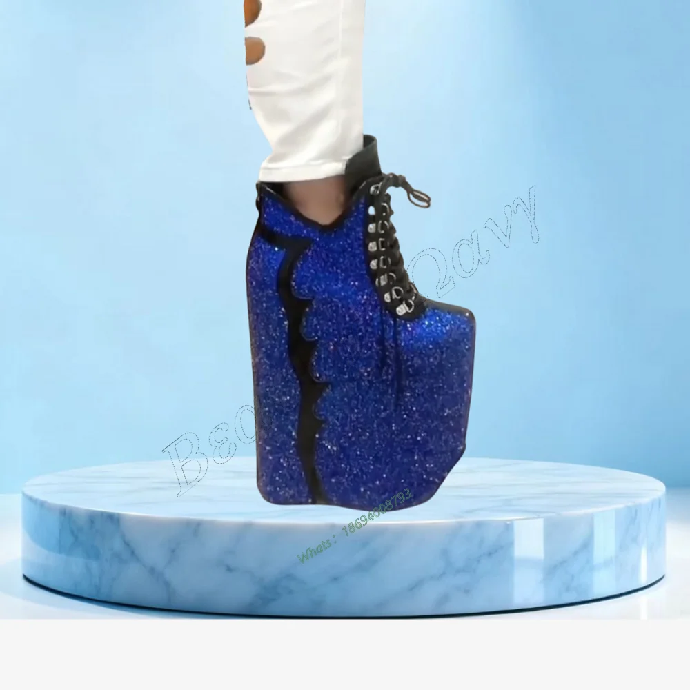 Blue Black Ankle Boots Platform Wedges Heel Front Cross Tied Thigh High High Heel Shoes Sexy Women Shoes New Zapatos Para Mujere
Blue Black Ankle Boots Platform Wedges Heel Front Cross Tied Thigh High High Heel Shoes Sexy Women Shoes New Zapatos Para Mujere