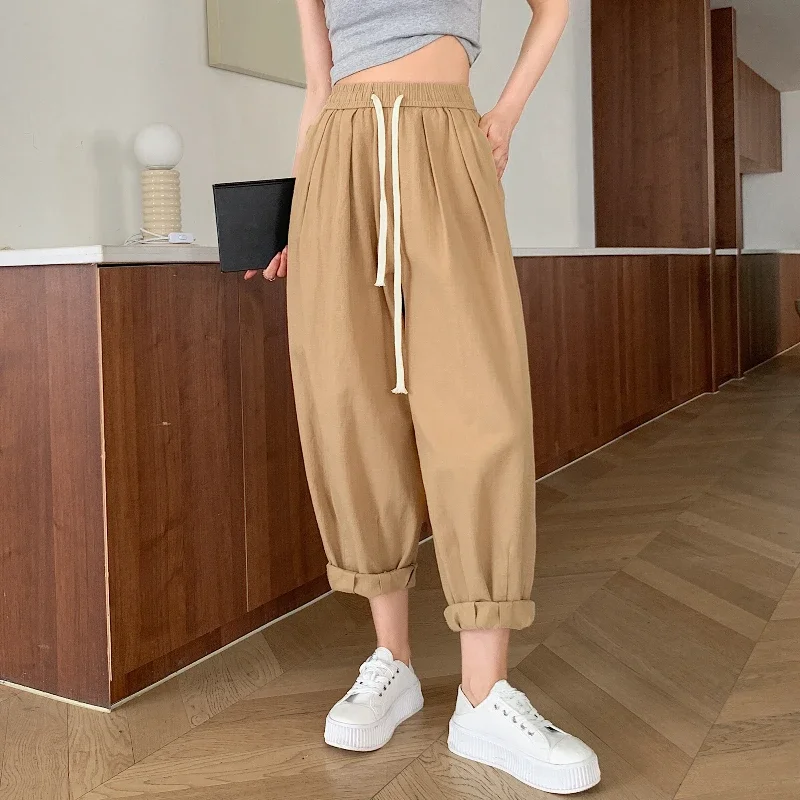 Vintage Washes Cotton Women's Cargo Wide Leg Pants 2025 New Spring Summer High Waist Lace-up Ankle Length Harem Trousers Female
Vintage Washes Cotton Women's Cargo Wide Leg Pants 2025 New Spring Summer High Waist Lace-up Ankle Length Harem Trousers Female