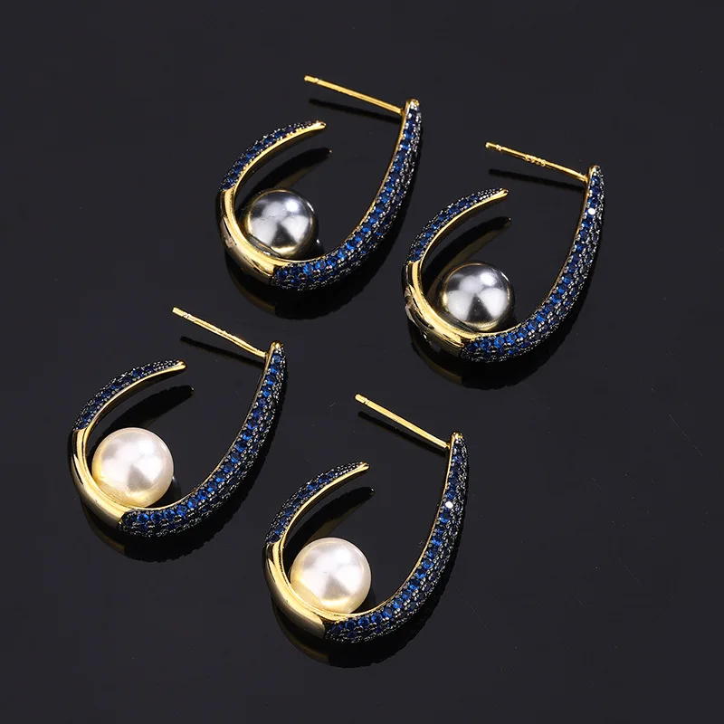 Pearl Earrings European and American Style Pearl Studs Gold-Plated Inlaid Pearl Zircon Earrings Pearl Jewelry
Pearl Earrings European and American Style Pearl Studs Gold-Plated Inlaid Pearl Zircon Earrings Pearl Jewelry