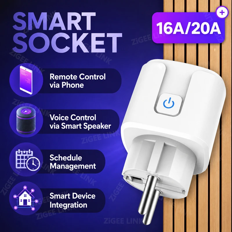 Smart Socket EU Plug WIFI or Zigbee16A/20A With Power Monitor Timing Voice Control Work with Tuya Alexa Google Home Alice
Smart Socket EU Plug WIFI or Zigbee16A/20A With Power Monitor Timing Voice Control Work with Tuya Alexa Google Home Alice