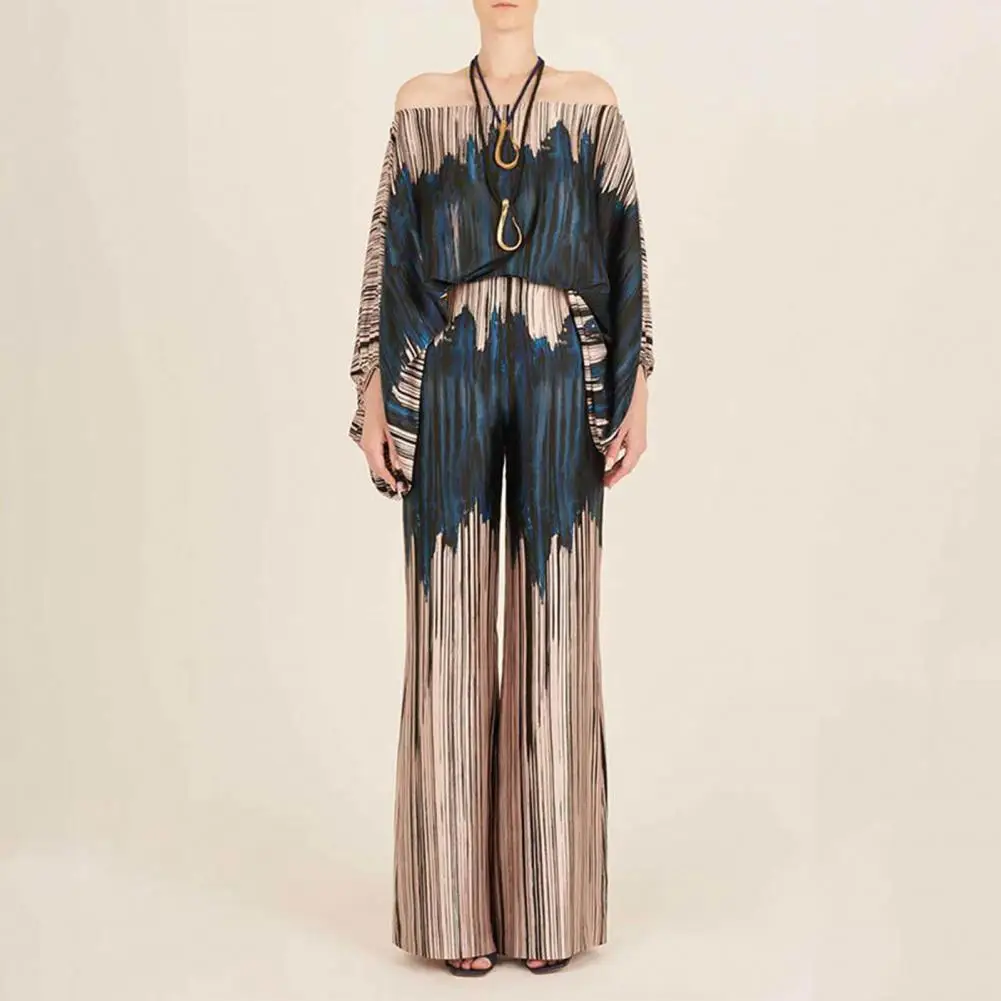 Loose Wide-leg Pants Suit for Women Stylish Women's Off Shoulder Top Wide Leg Pants Set Color Matching Printed Blouse High Waist
Loose Wide-leg Pants Suit for Women Stylish Women's Off Shoulder Top Wide Leg Pants Set Color Matching Printed Blouse High Waist