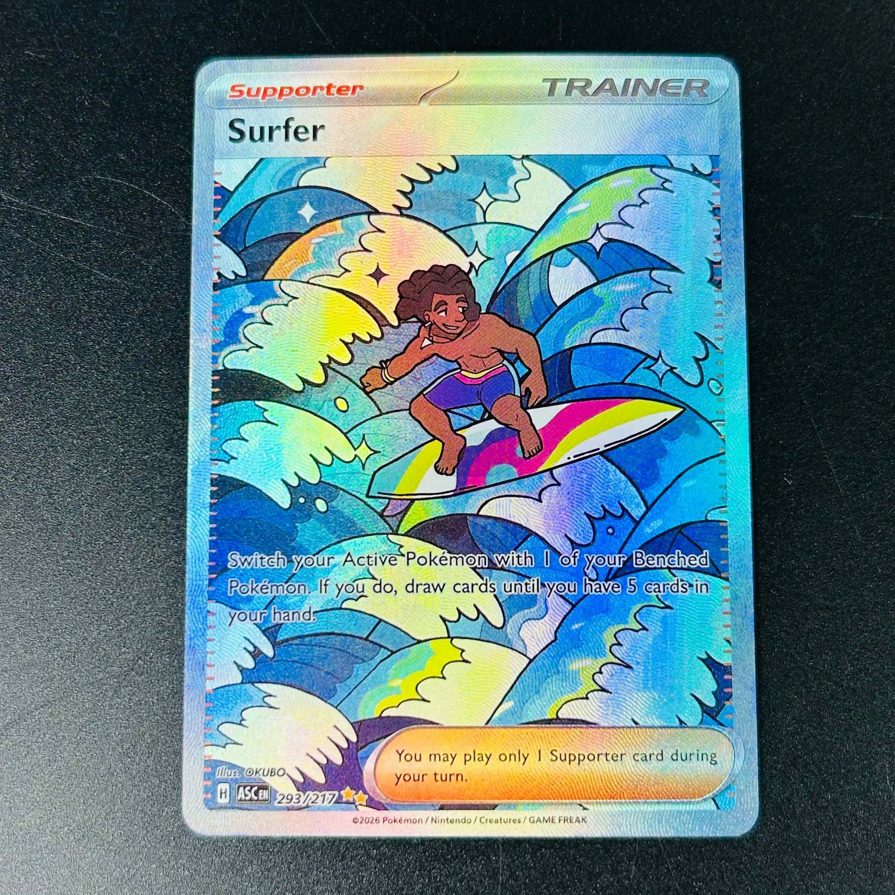 2026 English Surfer Trainer SAR Holo DIY Textured Card - Mint Rare Pokemon Collectible Card
2026 English Surfer Trainer SAR Holo DIY Textured Card - Mint Rare Pokemon Collectible Card