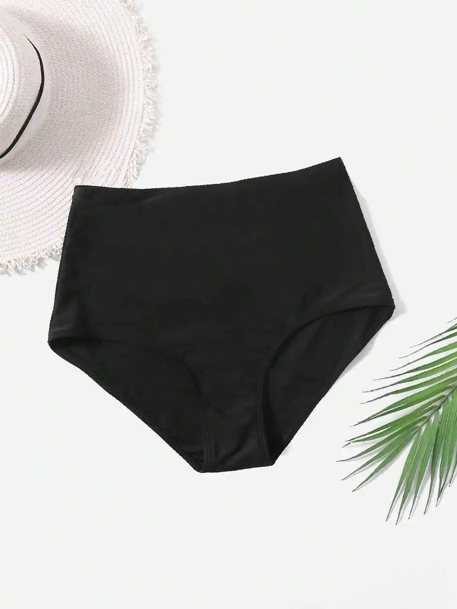 High Waisted Bikini Bottom Solid Black Swimwear For Beach Summer
High Waisted Bikini Bottom Solid Black Swimwear For Beach Summer