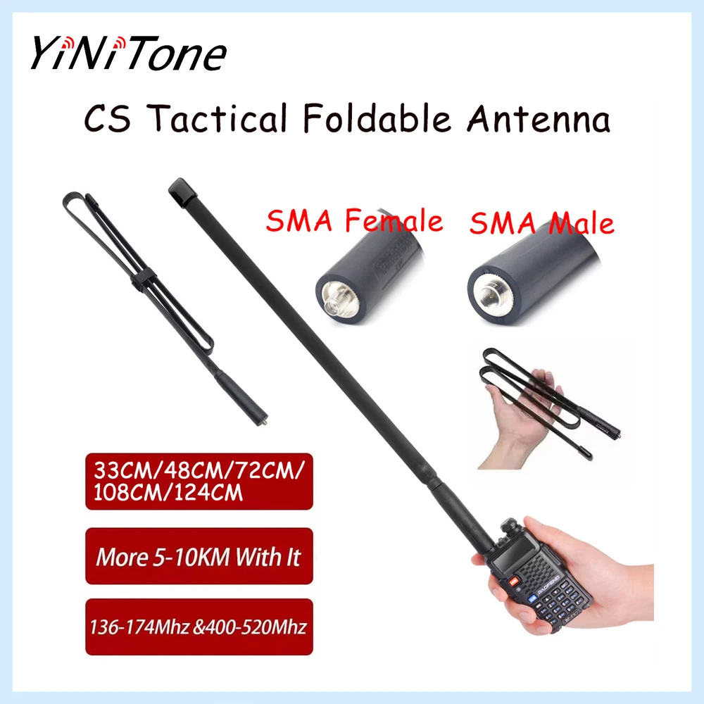 Foldable CS Tactical Antenna SMA Male/Female 144/430Mhz Dual Band 48CM/72CM/108CM/124CM VHF/UHF For Baofeng Kenwood RETEVIS
Foldable CS Tactical Antenna SMA Male/Female 144/430Mhz Dual Band 48CM/72CM/108CM/124CM VHF/UHF For Baofeng Kenwood RETEVIS