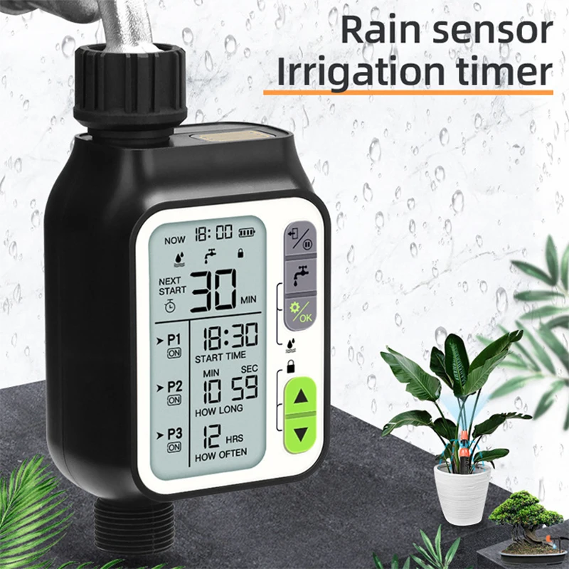 Rain Sensor Irrigation Timer Automatic Programmable Watering Timer for Outdoor Garden Lawn Watering System Irrigation Controller
Rain Sensor Irrigation Timer Automatic Programmable Watering Timer for Outdoor Garden Lawn Watering System Irrigation Controller