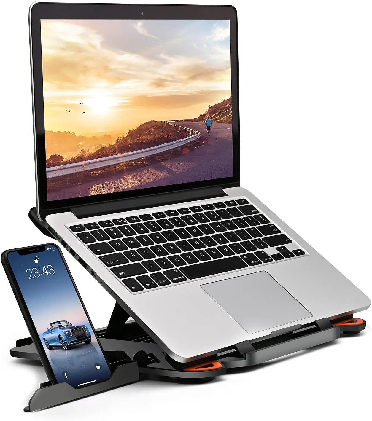 Adjustable Laptop Stand for Desk with Phone Holder, 360° Rotation Foldable Portable Stand for 10-17" Laptops, Heavy-Duty Ventilated Design
Adjustable Laptop Stand for Desk with Phone Holder, 360° Rotation Foldable Portable Stand for 10-17" Laptops, Heavy-Duty Ventilated Design