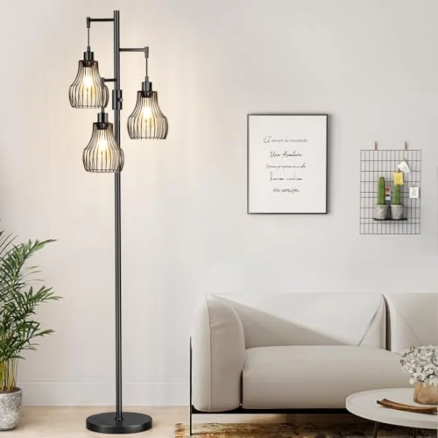 Dimmable Floor Lamp, 3 x 800LM LED Edison Bulbs Included, Farmhouse Industrial Floor Lamp Standing Tree Lamp with Elegant Cage
Dimmable Floor Lamp, 3 x 800LM LED Edison Bulbs Included, Farmhouse Industrial Floor Lamp Standing Tree Lamp with Elegant Cage
