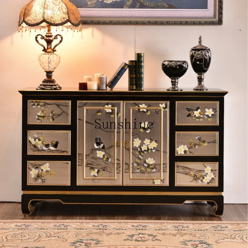 New Chinese-style solid wood tea dining side cabinet American living room entrance entrance decorative locker
New Chinese-style solid wood tea dining side cabinet American living room entrance entrance decorative locker