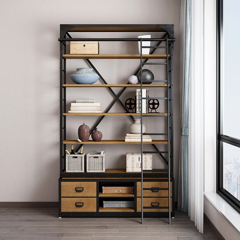 Loft American industrial style furniture wrought iron bookshelf shelf floor-to-ceiling solid wood storage living room full wall
Loft American industrial style furniture wrought iron bookshelf shelf floor-to-ceiling solid wood storage living room full wall