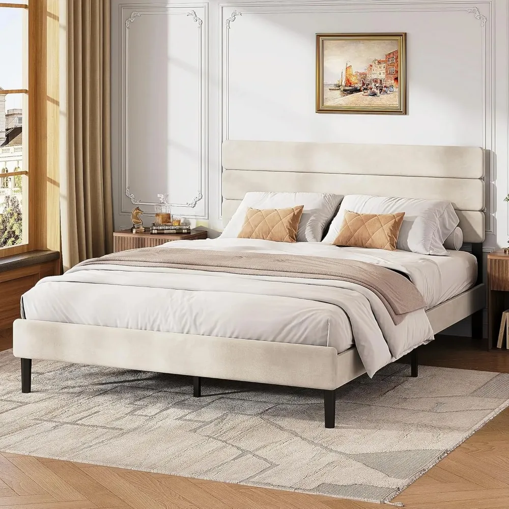 Upholstered Bed Frame, Queen Bed Frame with Headboard, Platform Bed with Wood Slats, 1500LBS Mattress Foundation, Customized
Upholstered Bed Frame, Queen Bed Frame with Headboard, Platform Bed with Wood Slats, 1500LBS Mattress Foundation, Customized