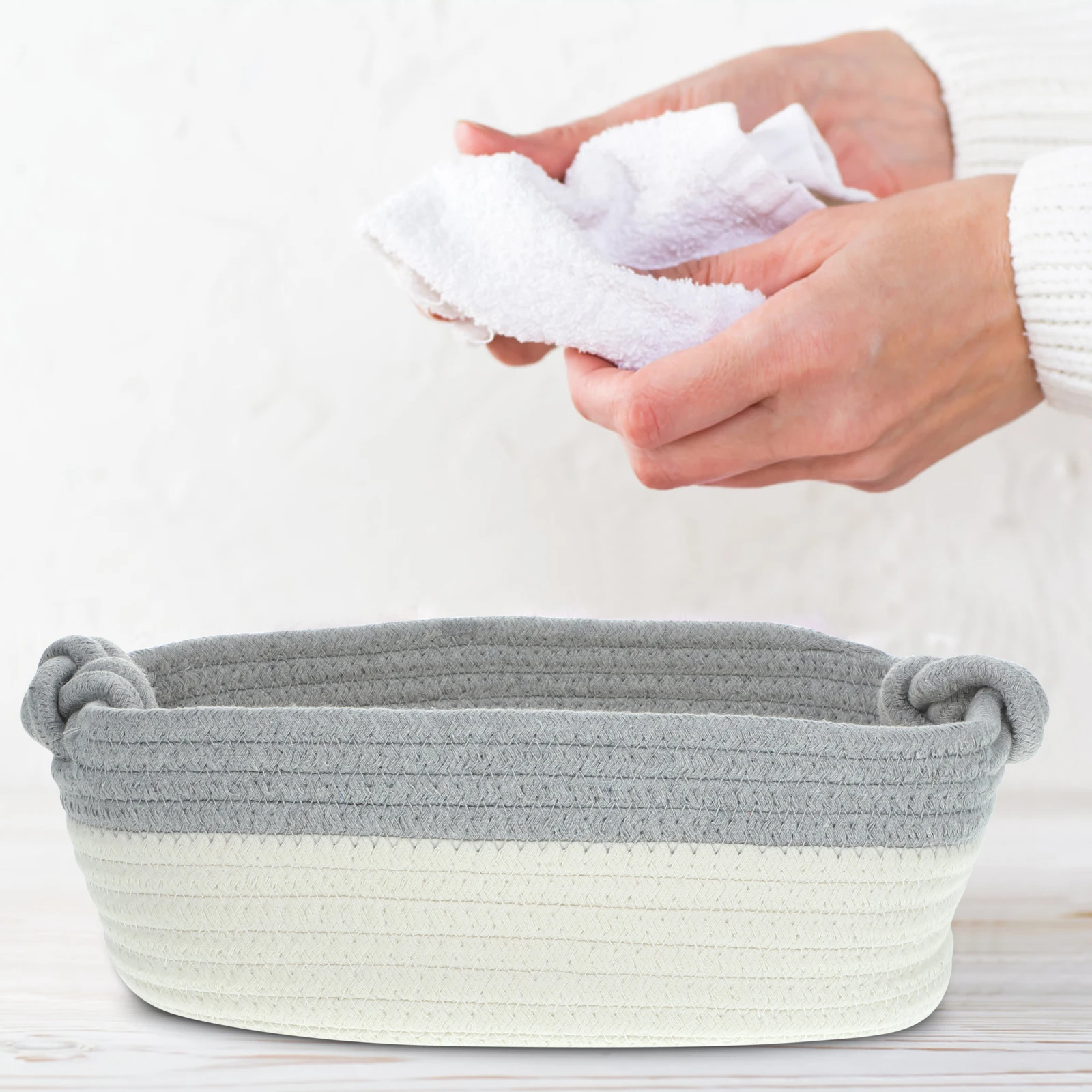 Snacks Cosmetics Storage Basket Woven Bins Small Grey Desk Organizer Multi-purpose Container Wardrobe Holder
Snacks Cosmetics Storage Basket Woven Bins Small Grey Desk Organizer Multi-purpose Container Wardrobe Holder