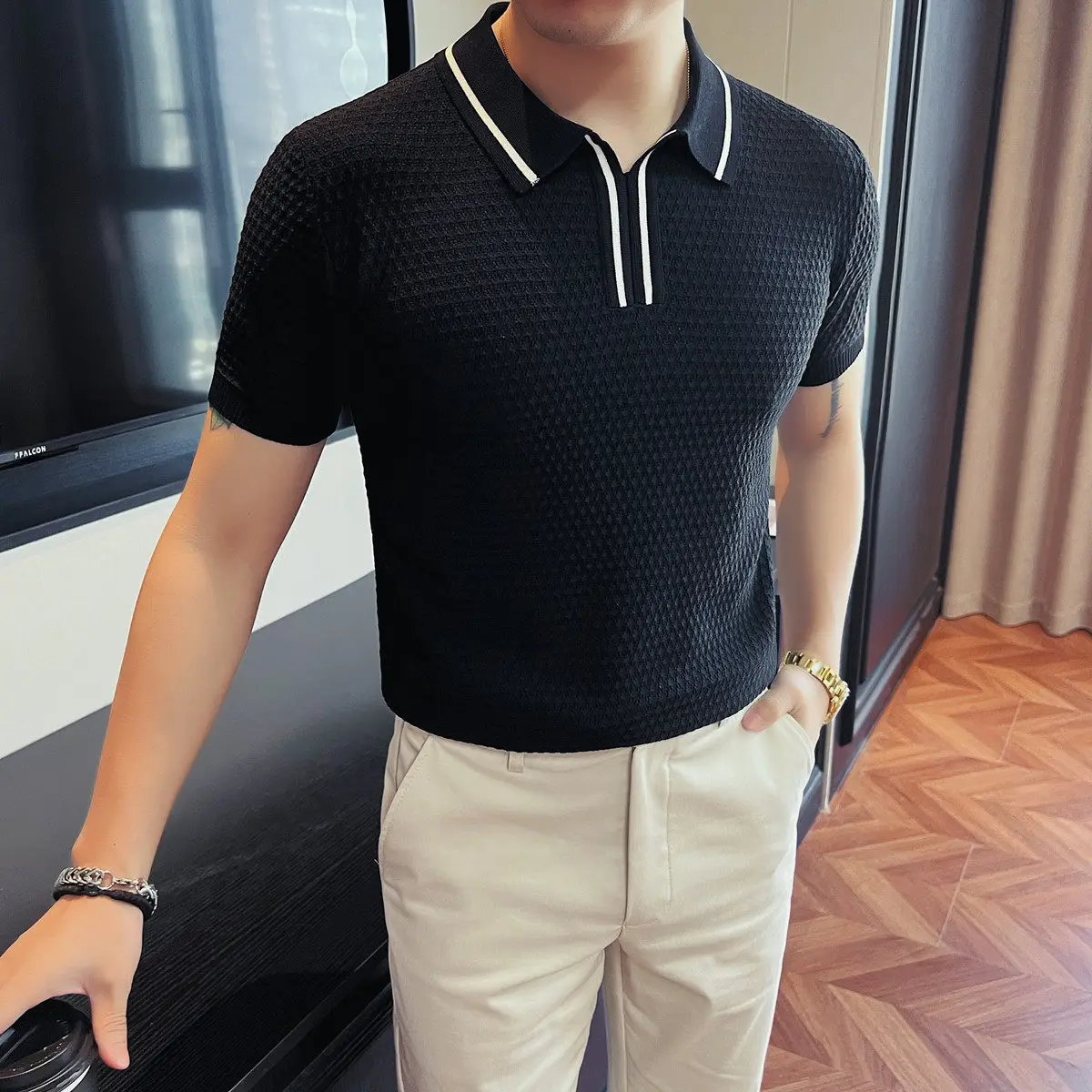 Summer Korean Casual Business Polo Shirt for Men Ice Silk Knitted Office Social T-shirt Versatile and Comfortable Elastic Top
Summer Korean Casual Business Polo Shirt for Men Ice Silk Knitted Office Social T-shirt Versatile and Comfortable Elastic Top