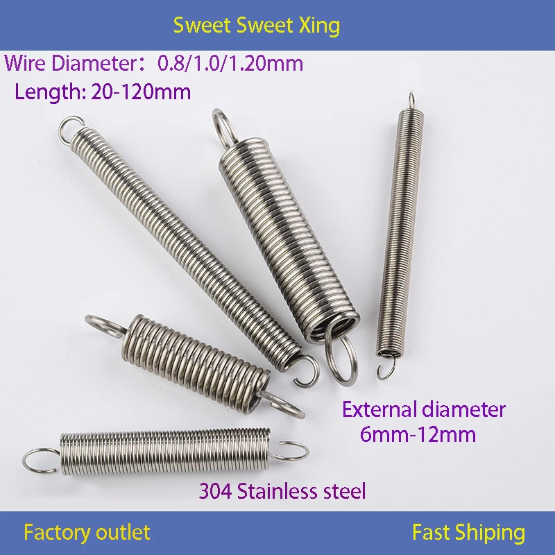 Open Loop Hook Spiral Cylindrical Spiral Extension Spring 304 Stainless Steel Wire Diameter 0.8mm 1.0mm 1.2mm
Open Loop Hook Spiral Cylindrical Spiral Extension Spring 304 Stainless Steel Wire Diameter 0.8mm 1.0mm 1.2mm
