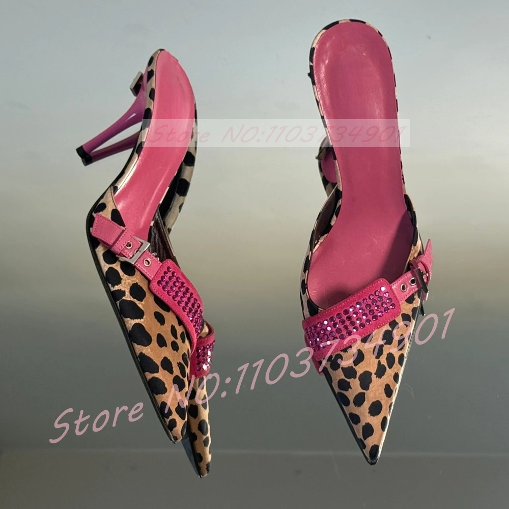 Leopard Crystals Buckle Strap Slippers Women Outside Closed Toe Two-tone High Heels Shoes Female Nifty Party Slip-on Slippers
Leopard Crystals Buckle Strap Slippers Women Outside Closed Toe Two-tone High Heels Shoes Female Nifty Party Slip-on Slippers