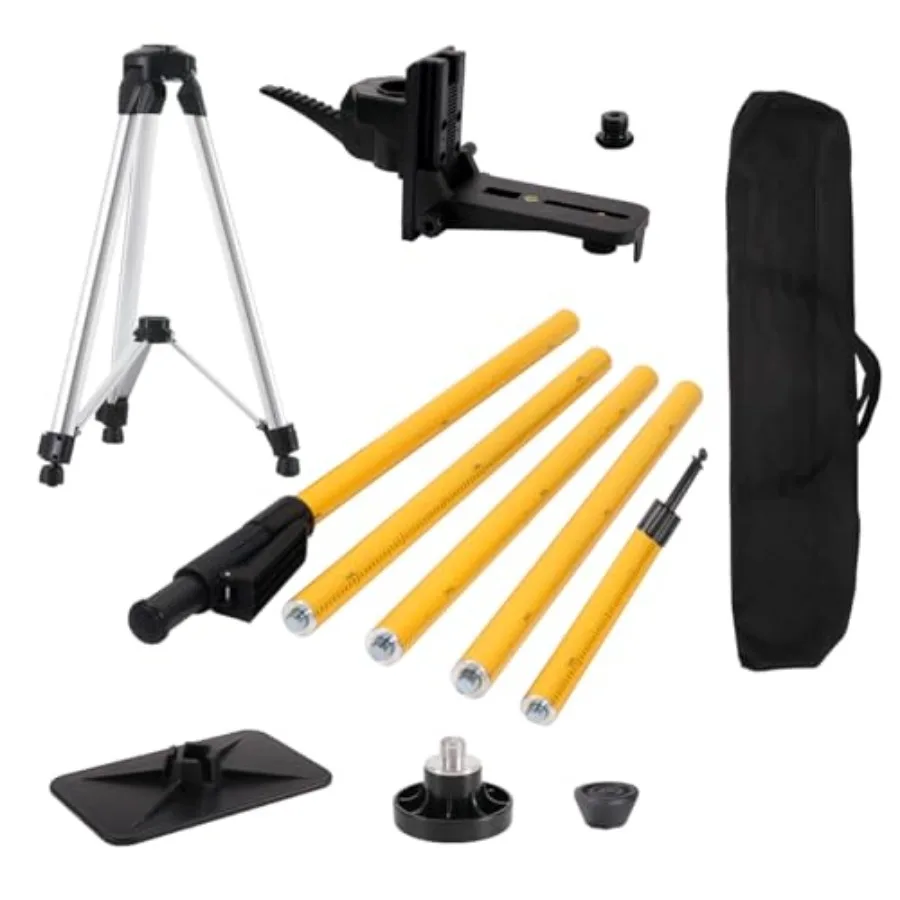 Telescoping Laser Level Pole with Tripod 12Ft./3.6M with 1/4-Inch by 20-Inch Laser Mount for Rotary and Line Laser Level 5/8"-1