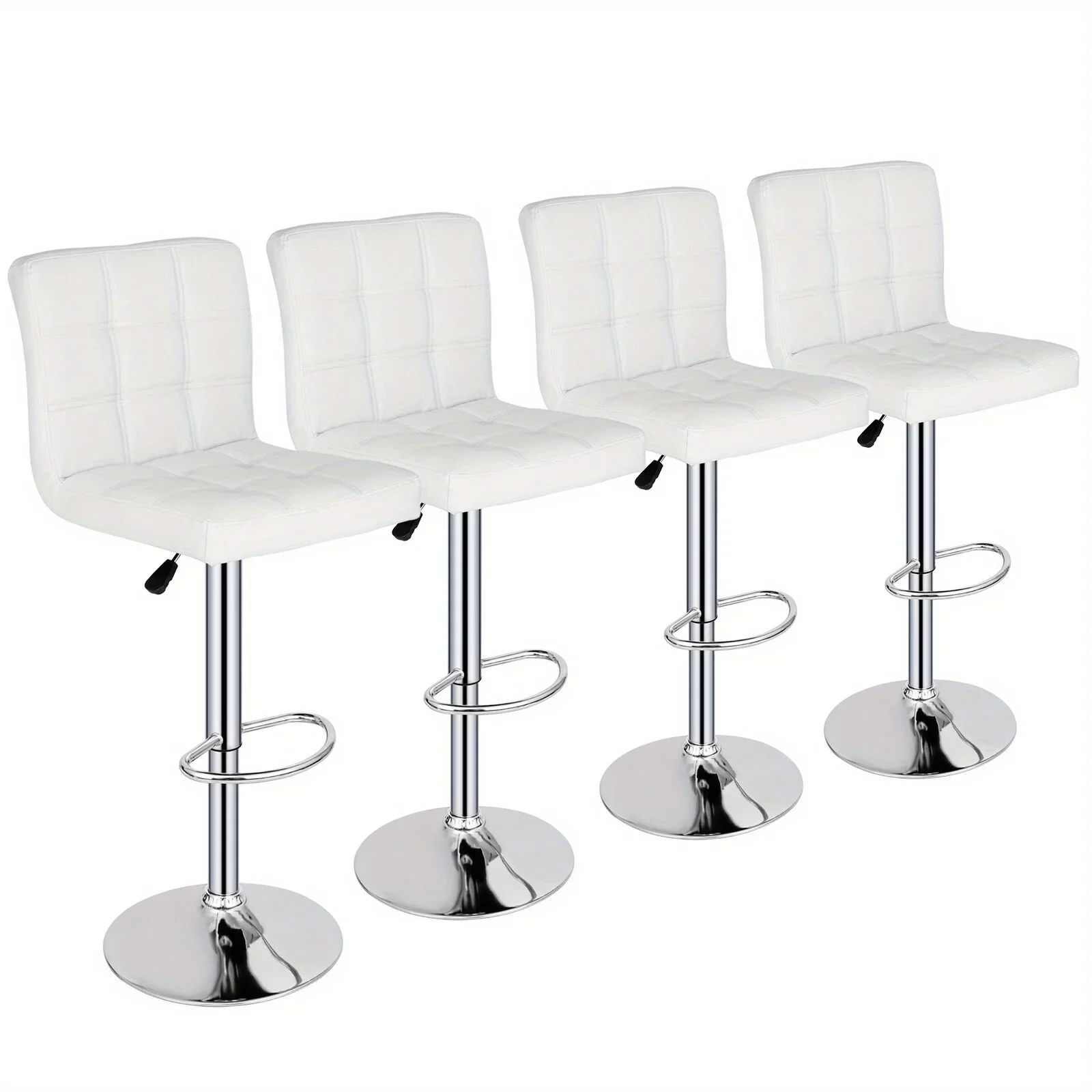 Set of 4 Adjustable Swivel Barstools, Modern PU Leather Kitchen Counter Bar Stools, Square Back Bar Stool
Set of 4 Adjustable Swivel Barstools, Modern PU Leather Kitchen Counter Bar Stools, Square Back Bar Stool