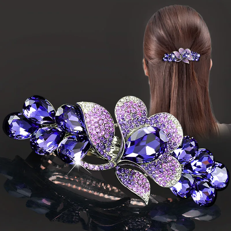 New purple crystal flower spring hair clip Luxury rhinestone top clip Horizontal clip Elegant mother fashion hair accessories
New purple crystal flower spring hair clip Luxury rhinestone top clip Horizontal clip Elegant mother fashion hair accessories