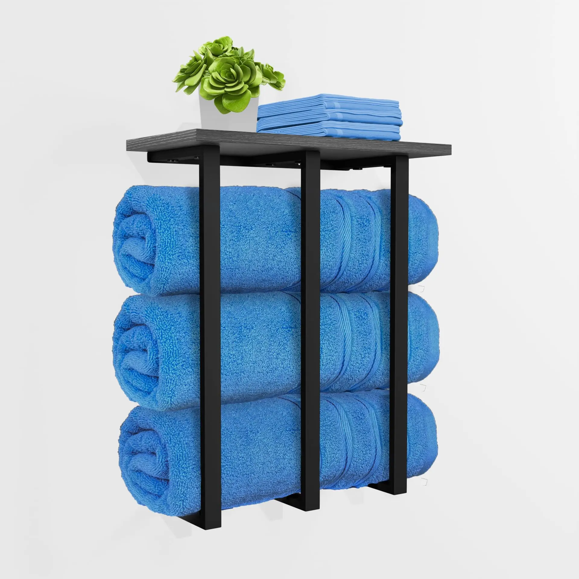 Modern Wall-Mounted Towel Organizer With Shelf, Holds 3 Rolled Towels, Iron Frame, Compact Bathroom Storage, 25kg Capacity
Modern Wall-Mounted Towel Organizer With Shelf, Holds 3 Rolled Towels, Iron Frame, Compact Bathroom Storage, 25kg Capacity