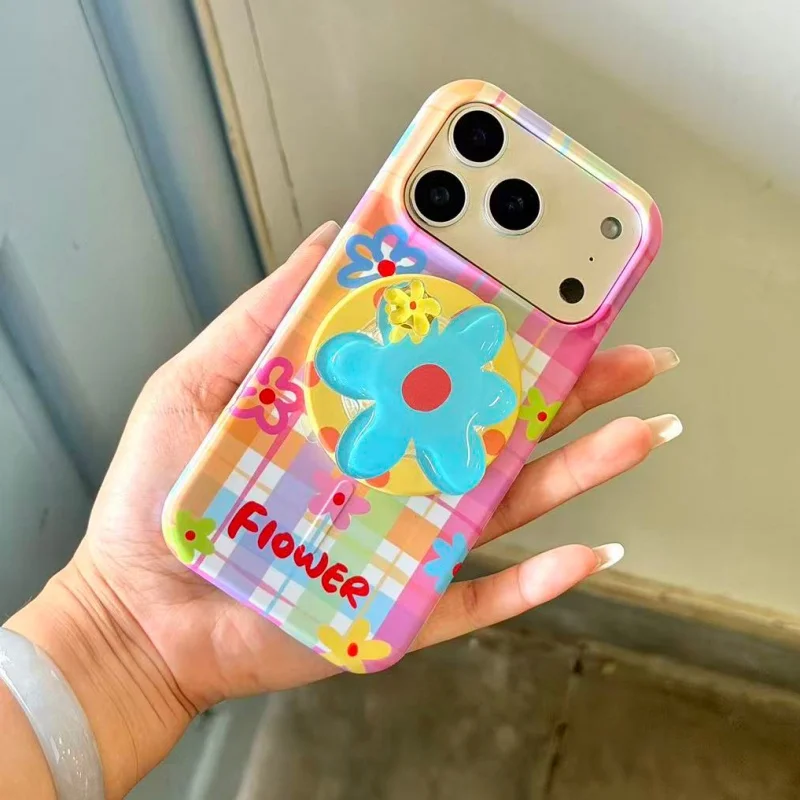 Spring Color Plaid Pattern Cute Little Flower Magnetic Phone Case For iPhone 16 Pro 17 15 Pro Max Cover with Stand For Magsafe F
Spring Color Plaid Pattern Cute Little Flower Magnetic Phone Case For iPhone 16 Pro 17 15 Pro Max Cover with Stand For Magsafe F