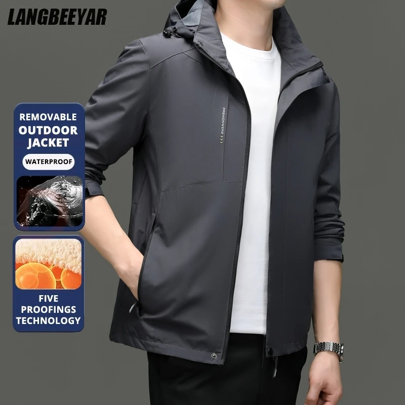 High End Detachable Cap Softshell Fashion Waterproof Breathable Autumn Business Casual Men Jacket Hooded Windbreaker Coats 
High End Detachable Cap Softshell Fashion Waterproof Breathable Autumn Business Casual Men Jacket Hooded Windbreaker Coats